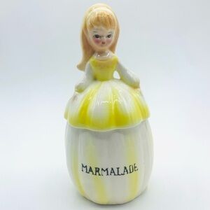 Vintage Retro Girl Ceramic Marmalade Jar Made In Japan 7.5”